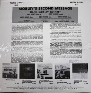 HANK MOBLEY QUINTET - MOBLEY'S 2ND MESSAGE - Görsel 2