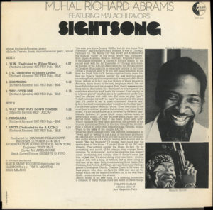 MUHAL RICHARD ABRAMS FEAT. MALACHI FAVORS - SIGHTSONG - Görsel 2