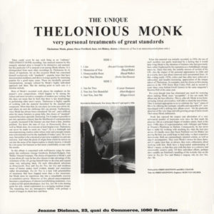 THELONIOUS MONK - THE UNIQUE THELONIOUS MONK - Görsel 2
