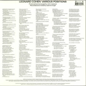 LEONARD COHEN - VARIOUS POSITIONS - Görsel 2