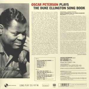 OSCAR PETERSON - PLAYS THE DUKE ELLINGTON SONG BOOK - Görsel 2